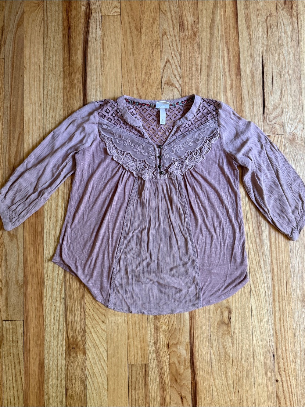 Knox Rose Women's Lace Yoke Blouse - Dusty Mauve